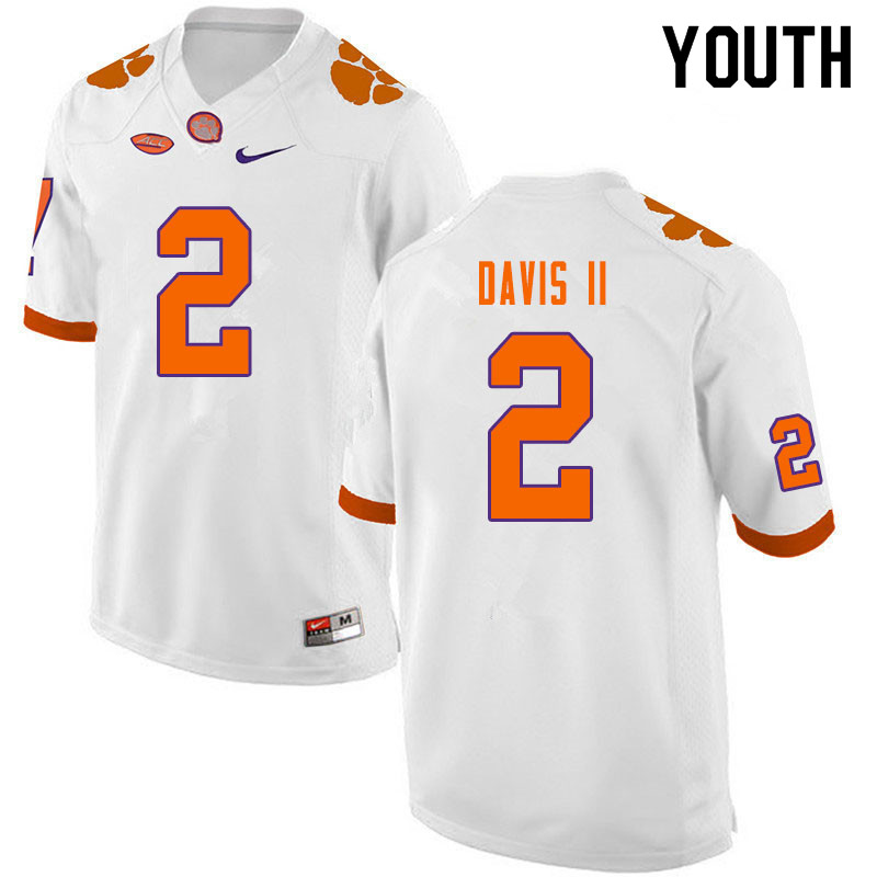 Youth #2 Fred Davis II Clemson Tigers College Football Jerseys Sale-White - Click Image to Close